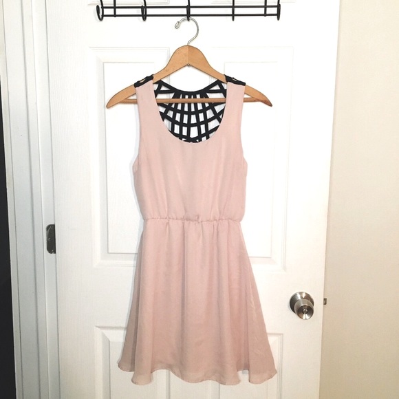 Girly Sexy Blush Pink Dress w Black Strappy Back